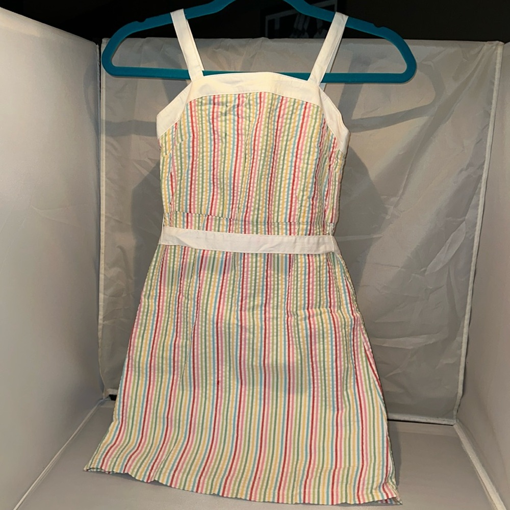 Multicolored seersucker sundress size 7, Nonsmoking home.